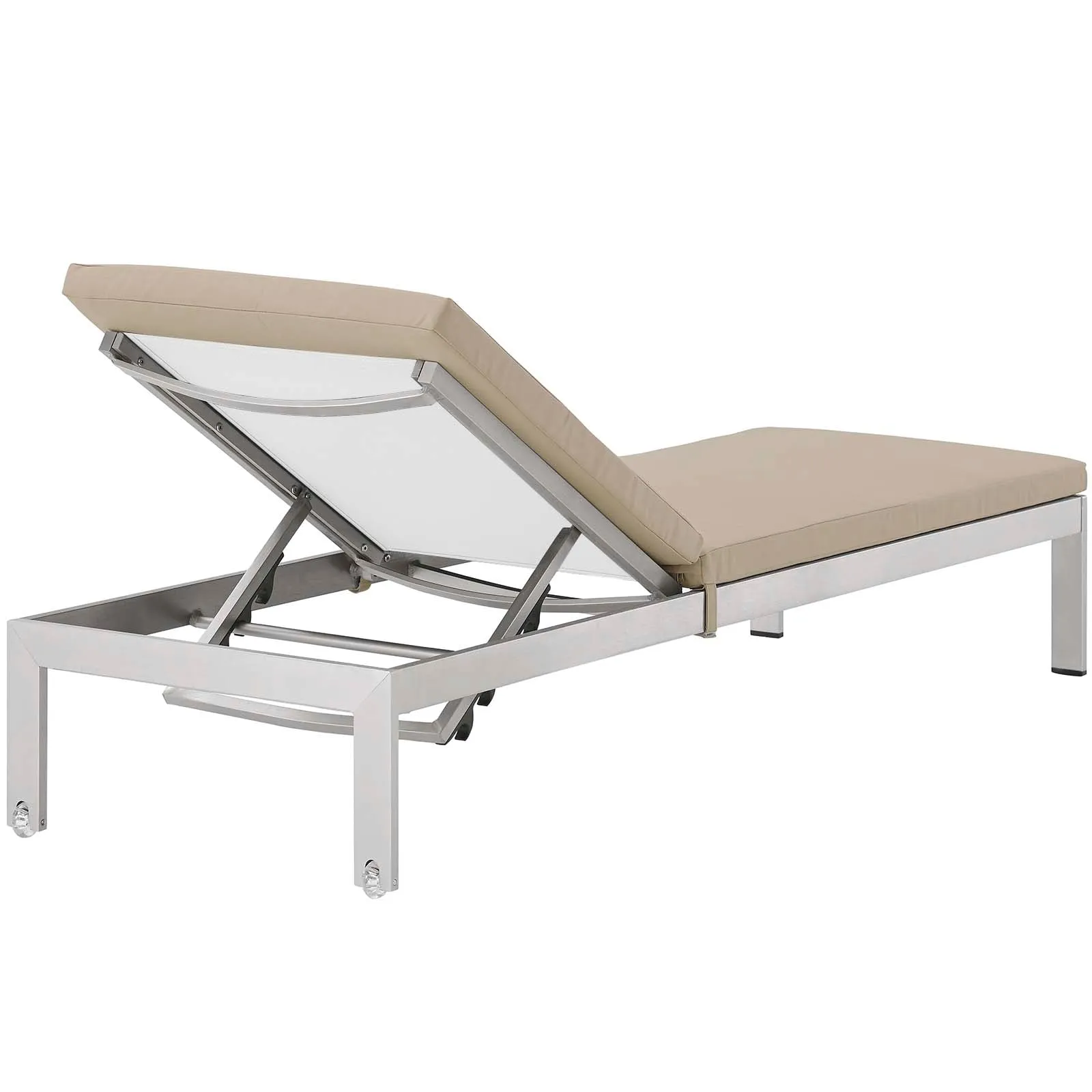 Coast Outdoor Patio Aluminum Black Mesh Chaise With Cushions