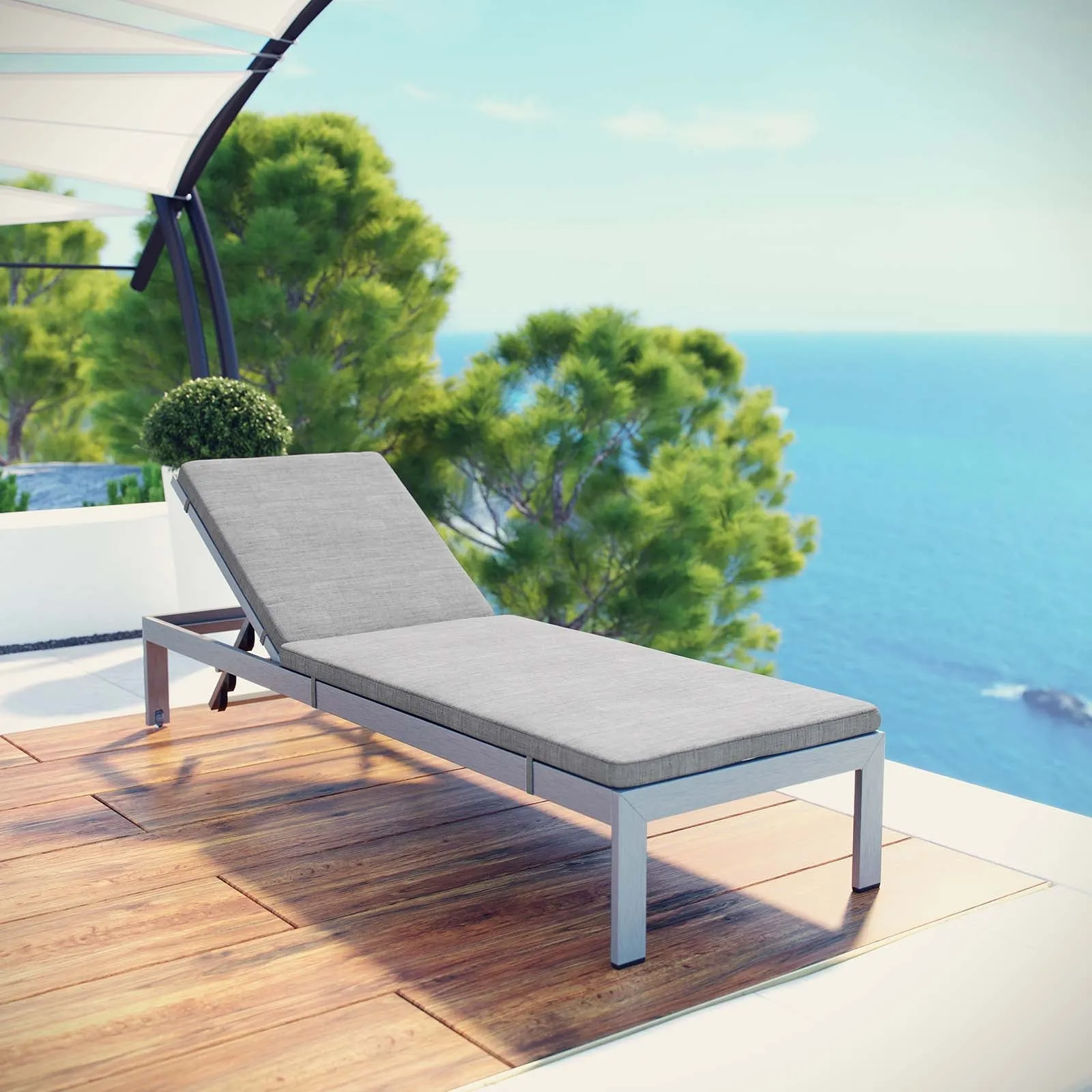 Coast Outdoor Patio Aluminum Black Mesh Chaise With Cushions