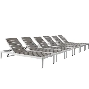 Coast Outdoor Patio Aluminum Wood Chaise Set of 6