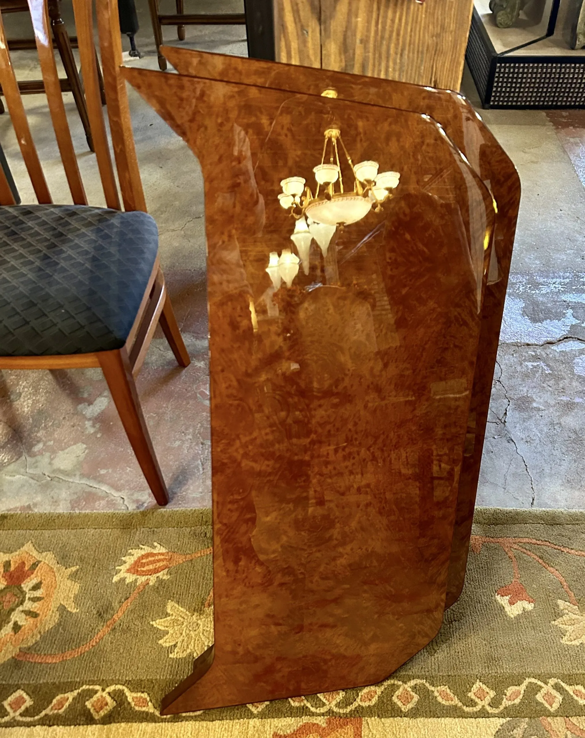 Custom Italian Dining Set, Wood Table with Inlay, Six Chairs, Two Leaves, Contemporary