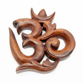 Dark Brown "Om" Wood Panel - 7.5"