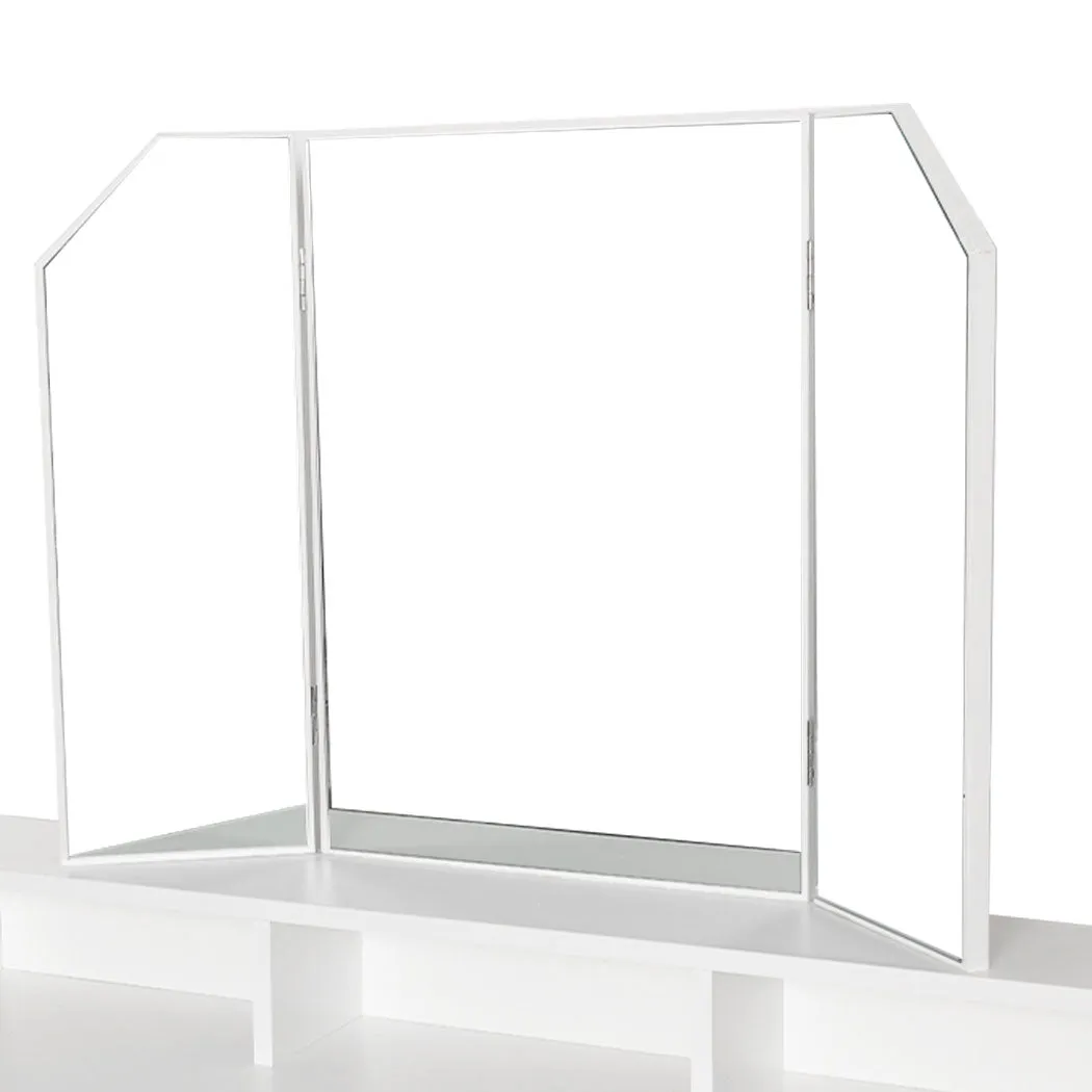 Dressing Table Stool Foldable Mirror Jewellery Cabinet Makeup Storage