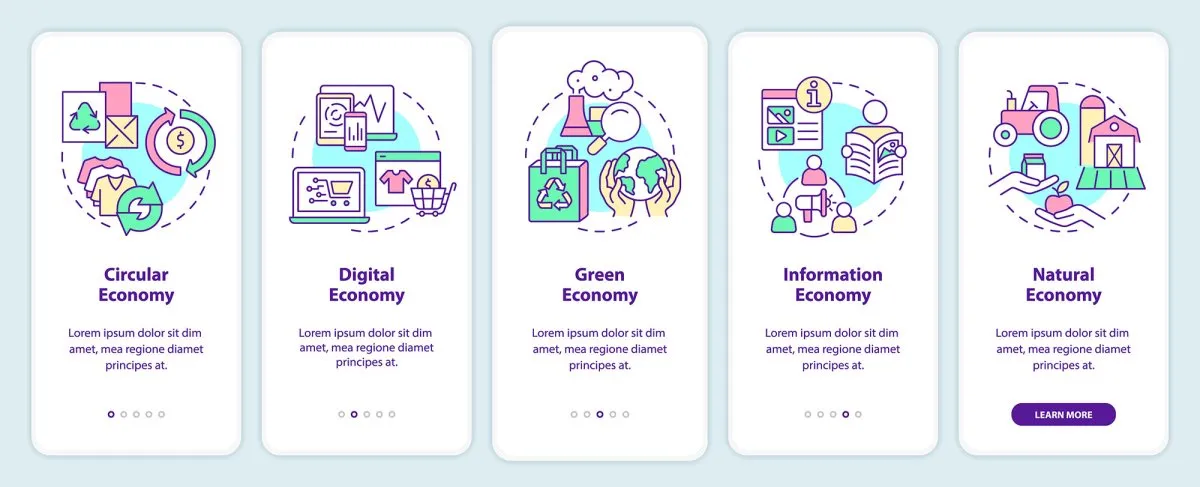 Economic systems mobile app screen set