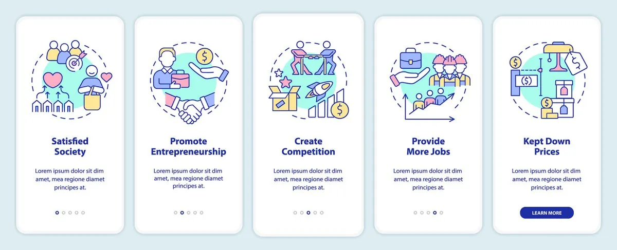 Economic systems mobile app screen set