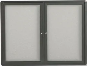 Enclosed Bulletin Board Fabric Covered Cork 48 X 36 Gray Aluminum Frame