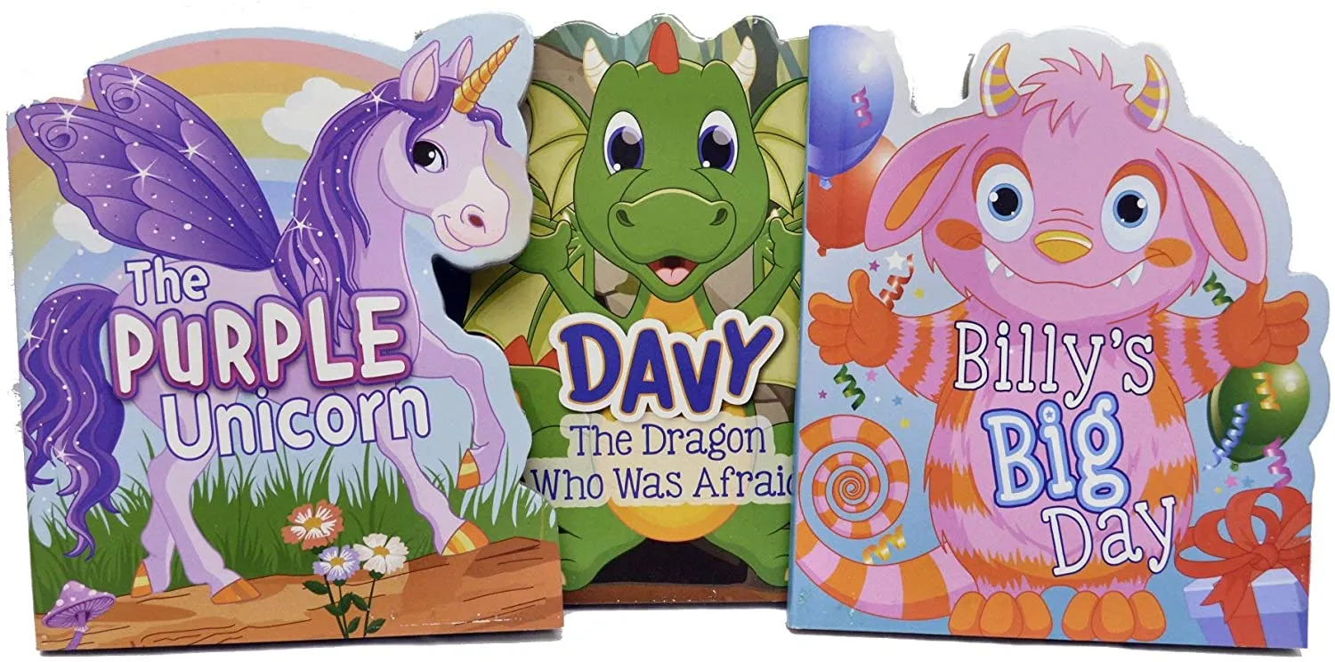Fantasy Baby & Toddlers Board Story Books - Bills Big Day, Davy The Dragon Who Was Afraid, The Purple Unicorn