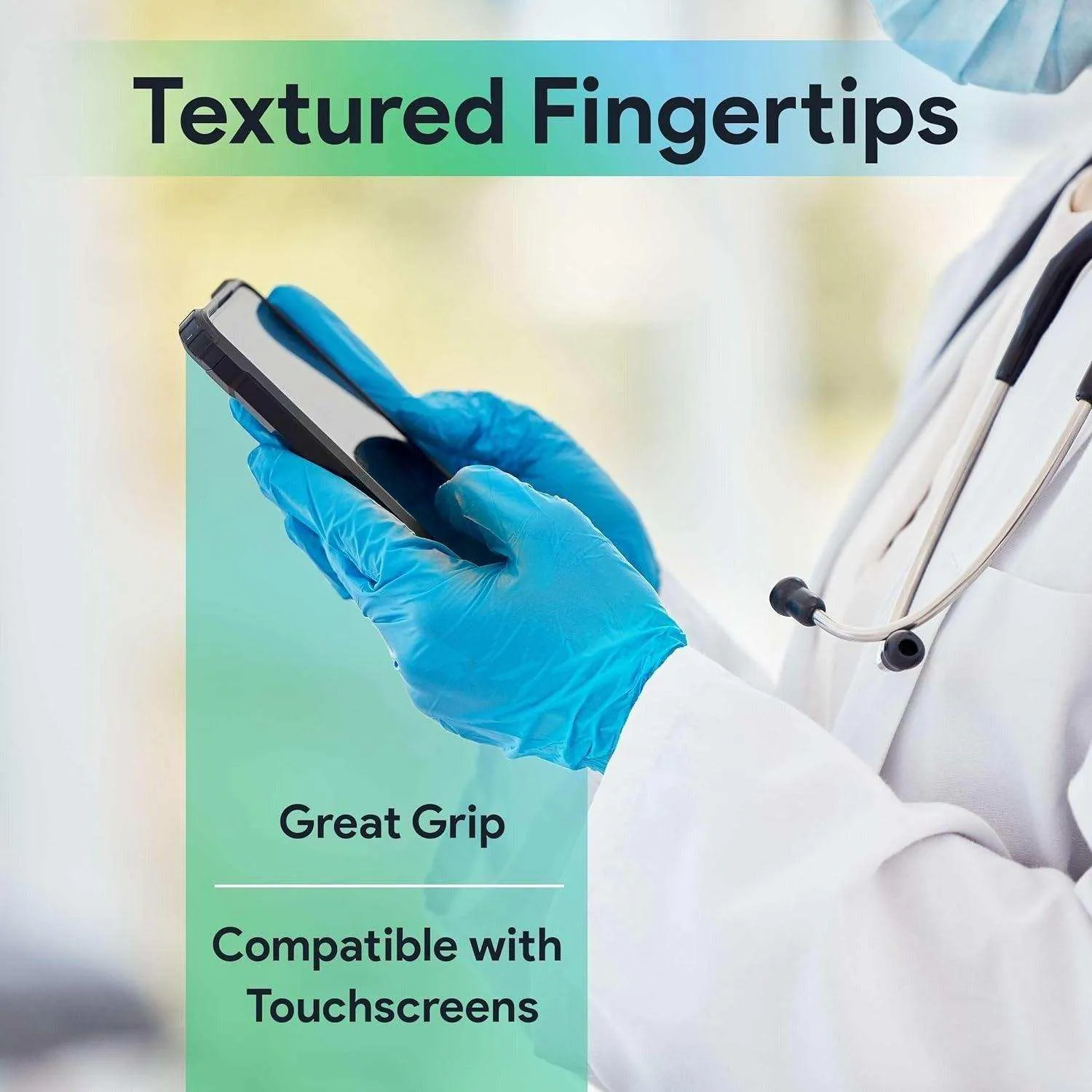 FifthPulse Medical Exam Blue Nitrile Gloves - 10 Boxes of 100 100 Count