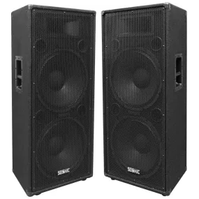 FL-155PC - Pair of Dual Premium 15" PA/DJ Speaker Cabinets with Titanium Horns - Wheel Kits and Rear Handles