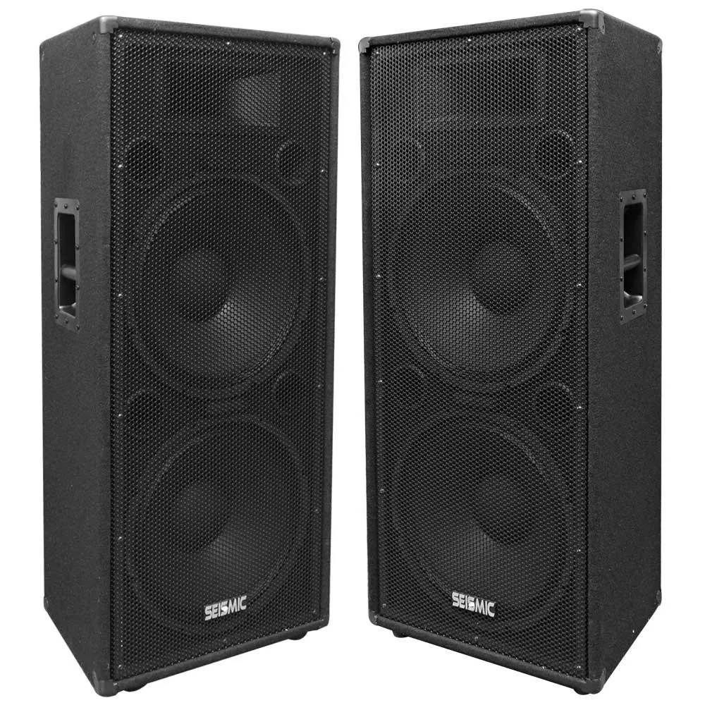 FL-155PC - Pair of Dual Premium 15" PA/DJ Speaker Cabinets with Titanium Horns - Wheel Kits and Rear Handles