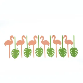 Flamingo and Palm Acrylic Appetizer Cocktail Picks
