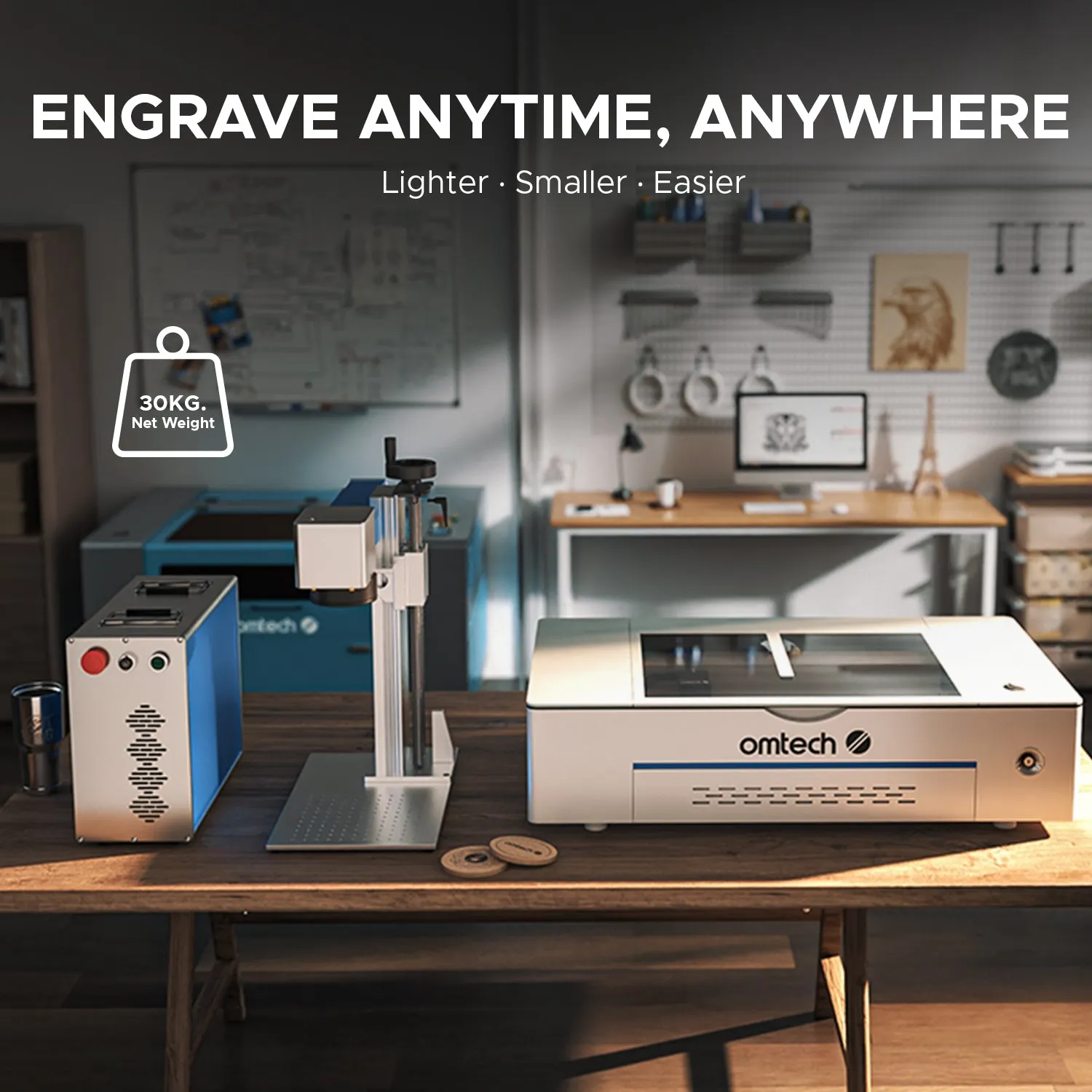 FM4343-20S - 20W Split Fiber Laser Marker Engraving Machine with 4.3" x 4.3" Working Area