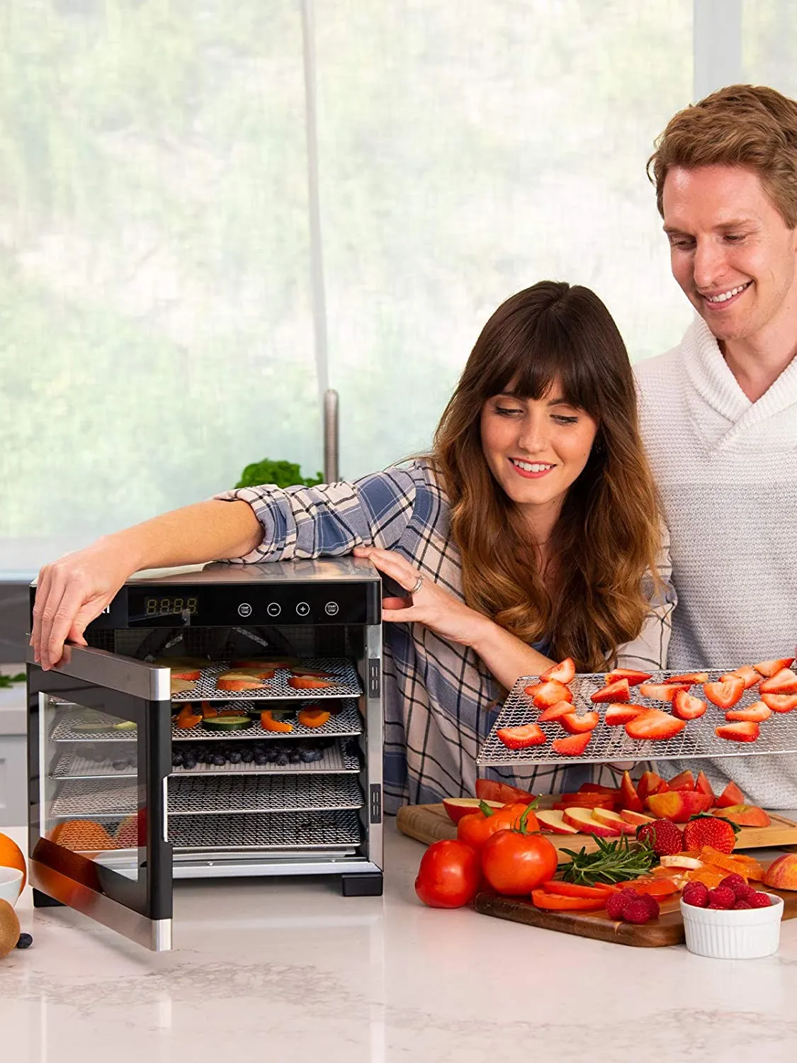 Food Dehydrator, 6 Stainless Steel Trays with Digital Timer and Temperature Control for Beef,Jerky,Fruit,Dog Treats,Herbs, FDA Compliant