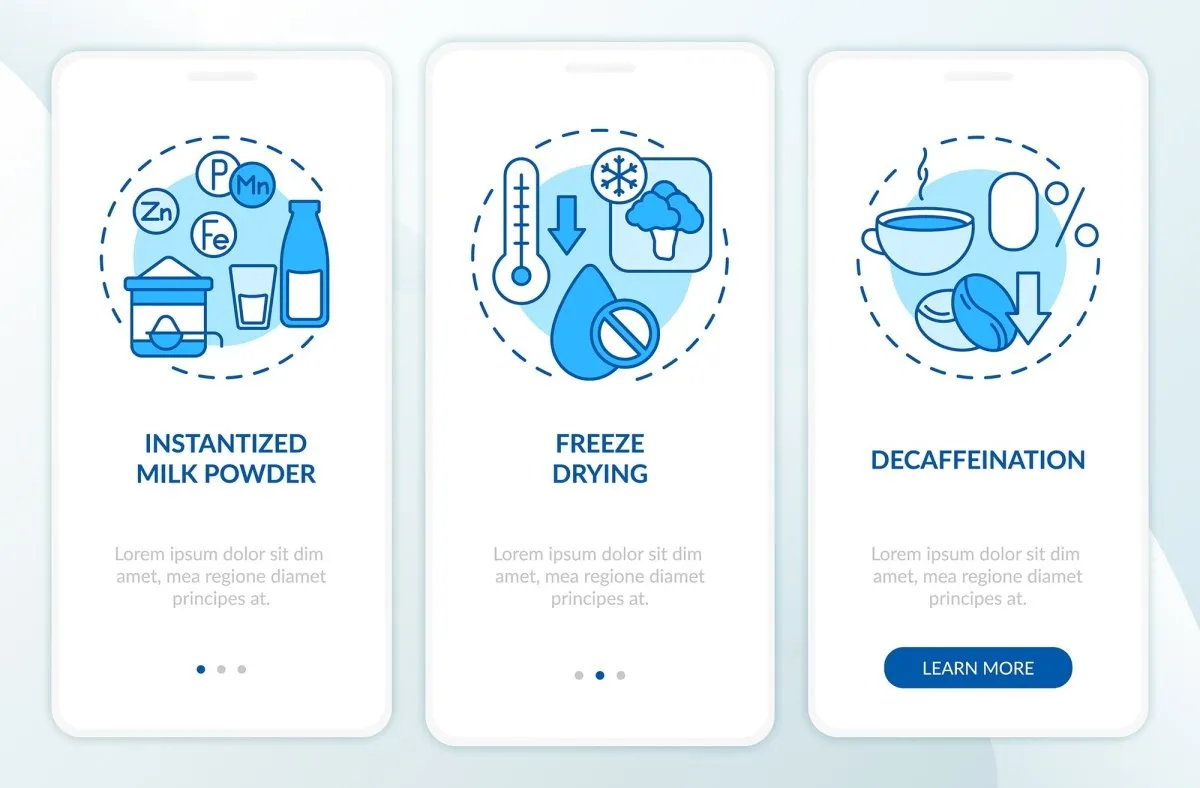 Food issues blue mobile app screen bundle