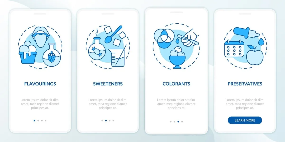 Food issues blue mobile app screen bundle