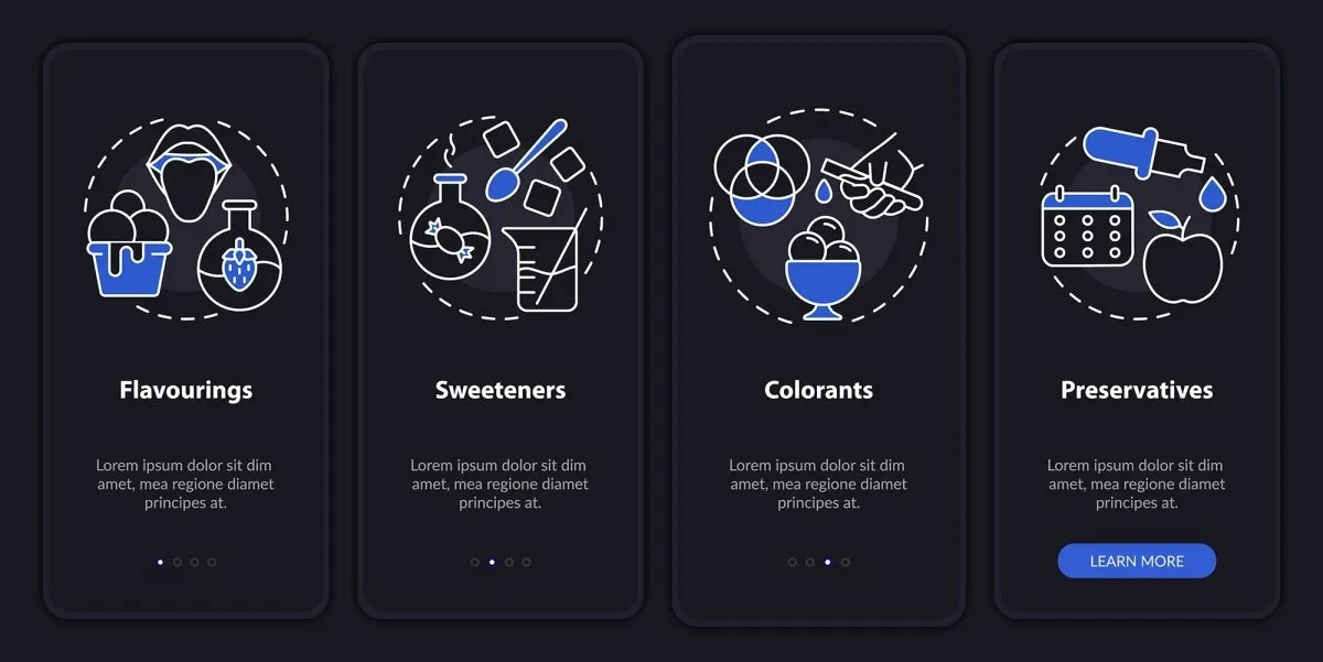Food issues blue mobile app screen bundle