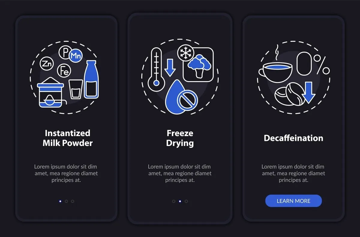 Food issues blue mobile app screen bundle