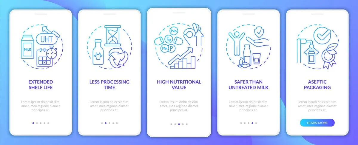 Food issues blue mobile app screen bundle
