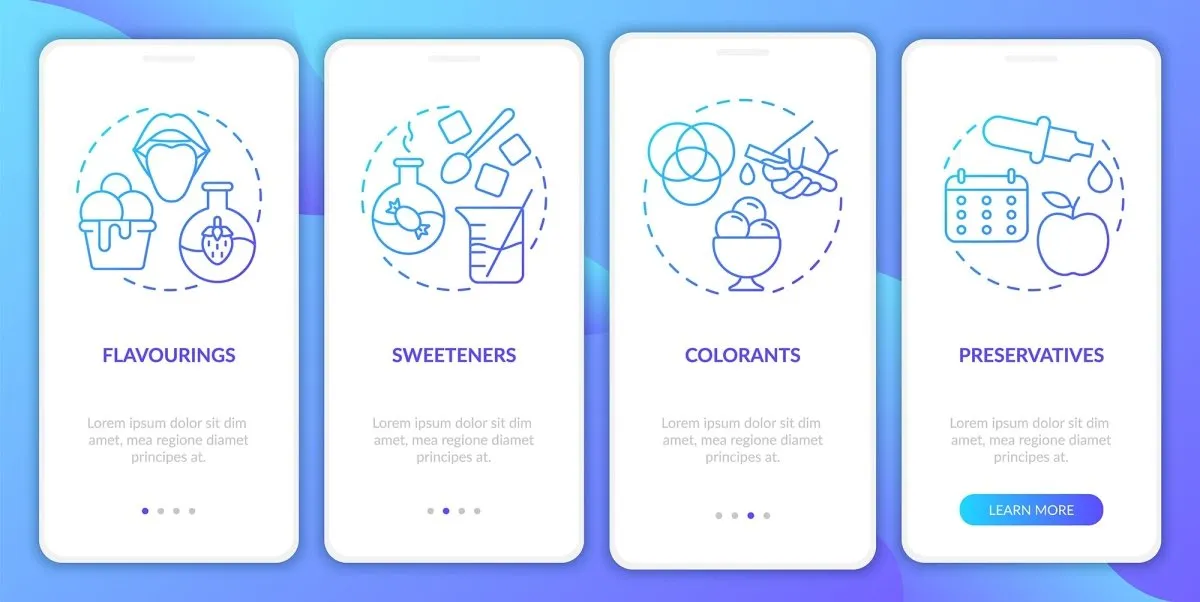 Food issues blue mobile app screen bundle