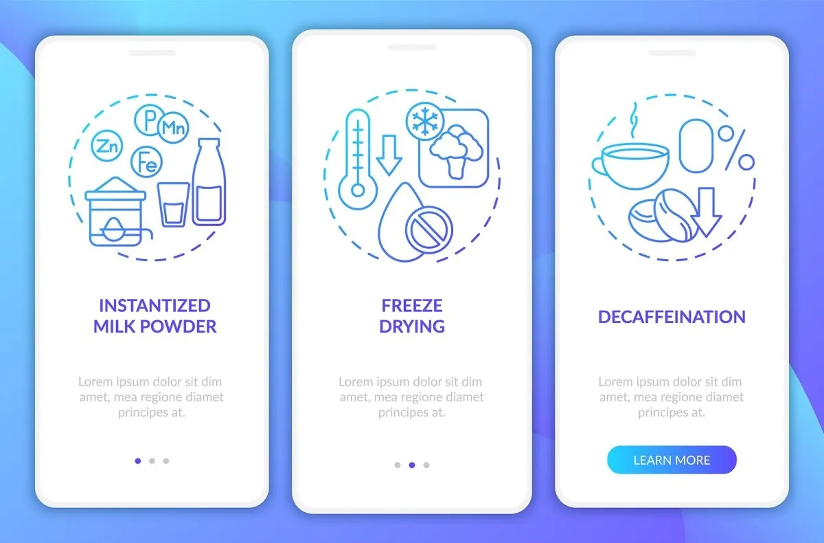 Food issues blue mobile app screen bundle