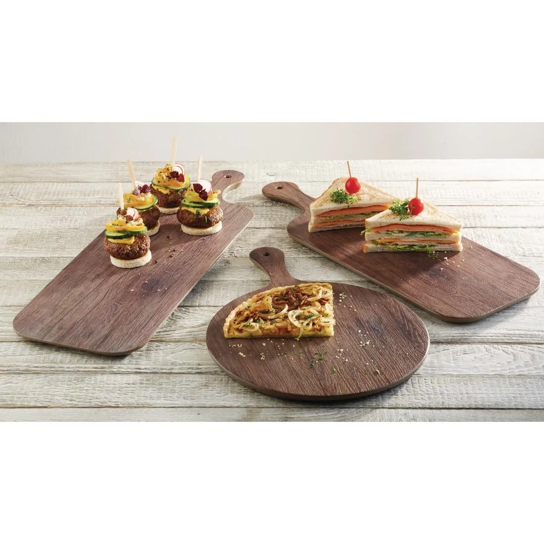 GN560 APS Oak Effect Round Handled Pizza Paddle Board 300mm