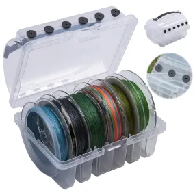Goture Fishing Line Storage Box 1/2Pcs, 6(2 Large   4 Standard) Slots Fishing Line Case, PP Clear Visibility Fishing Line Organizer, Silicone Holes Line Spool Box
