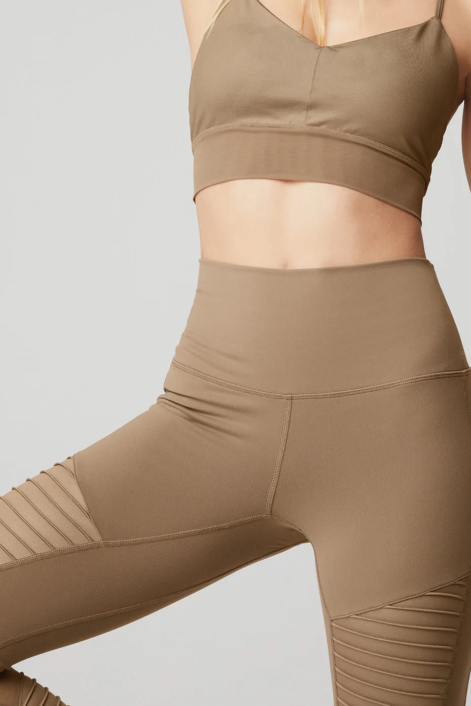 High-Waist Moto Legging - Gravel/Gravel Glossy
