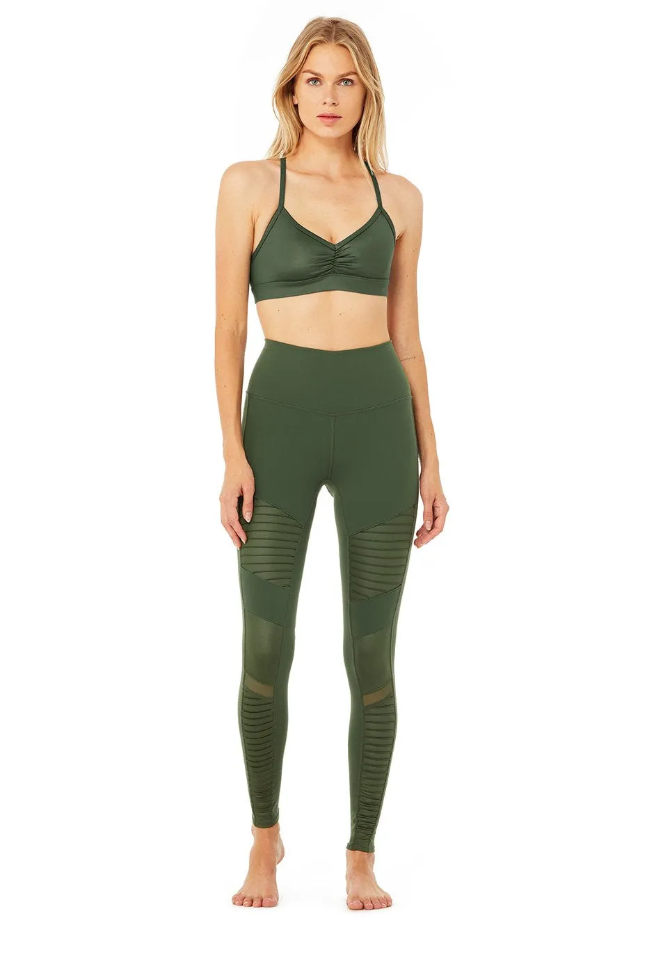 High-Waist Moto Legging - Hunter/Hunter Glossy