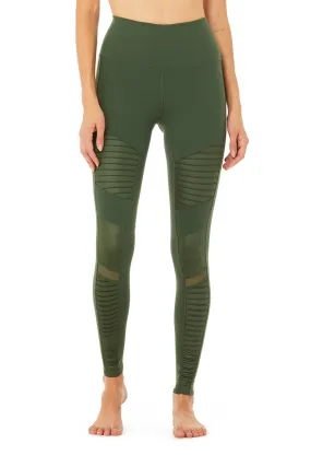 High-Waist Moto Legging - Hunter/Hunter Glossy