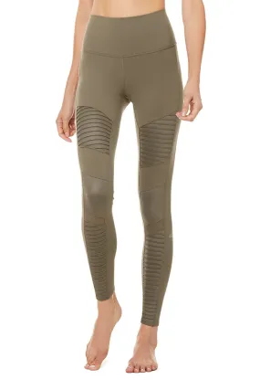 High-Waist Moto Legging - Olive Branch
