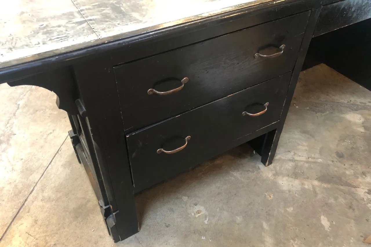 Italian Neoclassical Executive Writing Desk with Zinc Top, circa 1960s