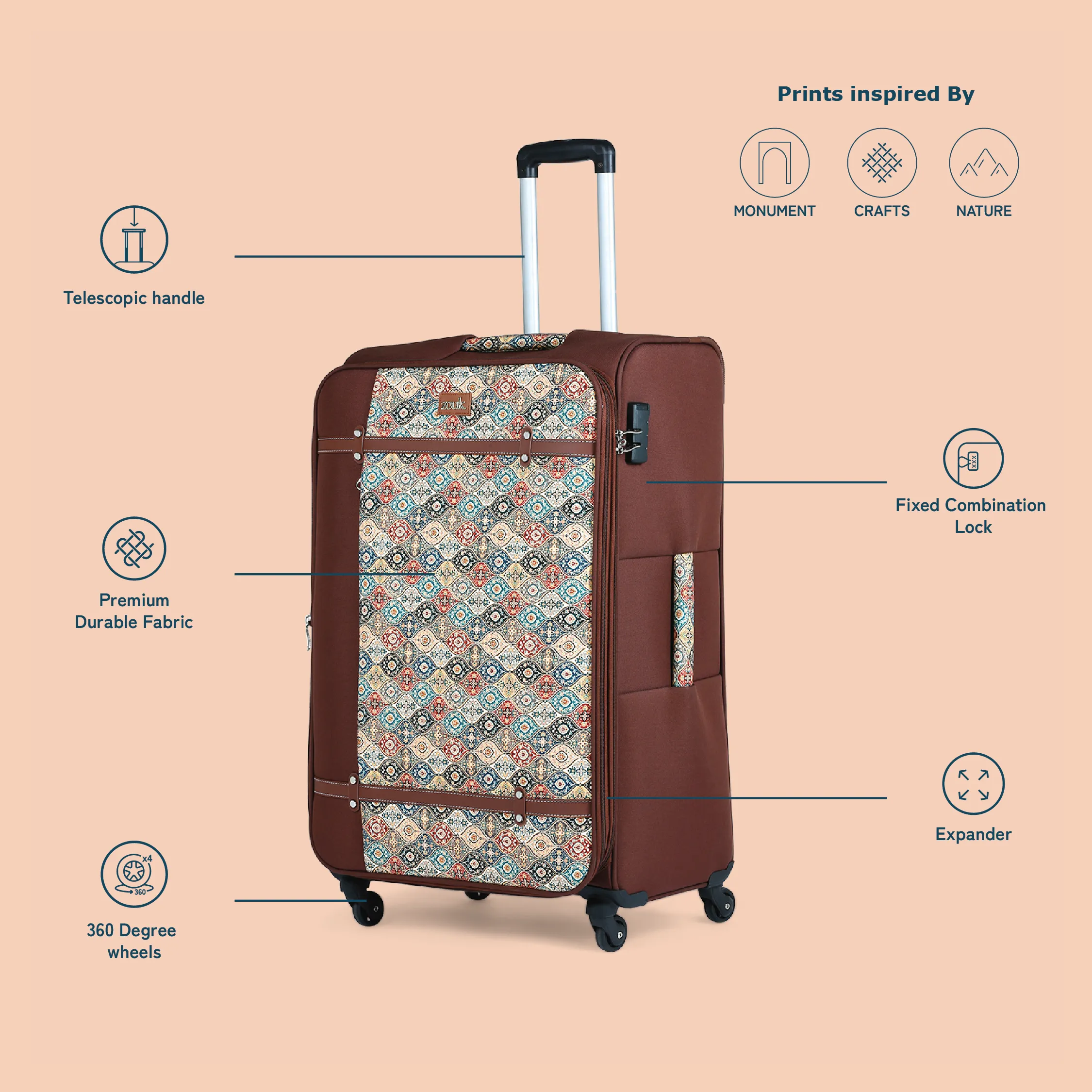 Jammu Kaleen Saira Trolley Bag