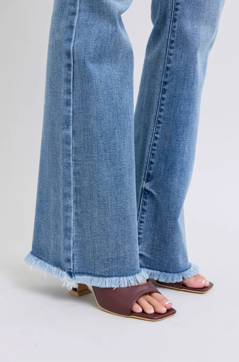 Judy Blue High Waist Bootcut Jeans with Fray Hem