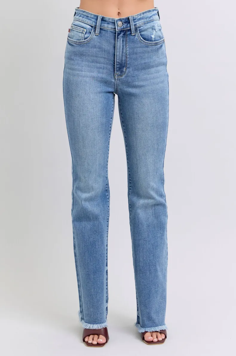 Judy Blue High Waist Bootcut Jeans with Fray Hem