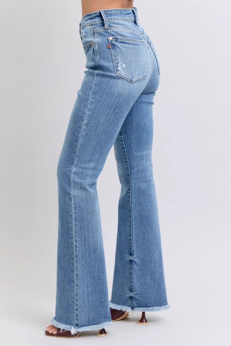 Judy Blue High Waist Bootcut Jeans with Fray Hem