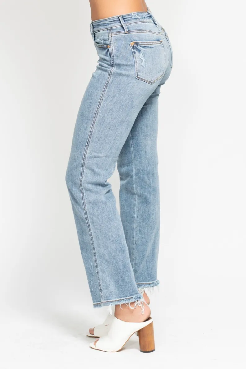 Judy Blue Mid Rise Yoke Cell Phone Pocket Dad Jeans