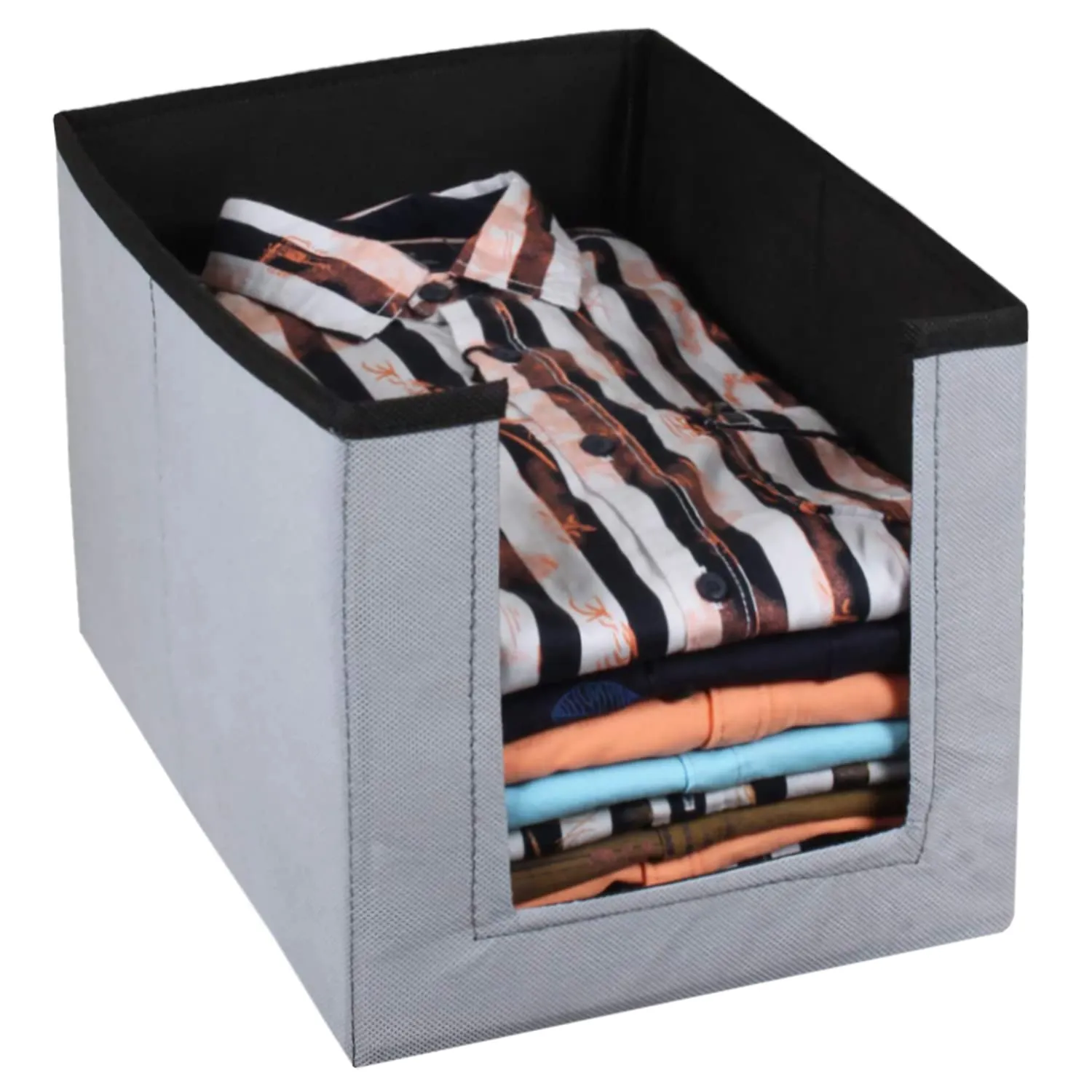 Kuber Industries Multiuses Non-Woven Closet Organizer With Handles- Pack of 3 (Black & Grey) -HS43KUBMART26541