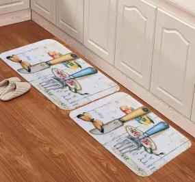 Kuber Industries PVC Kitchen Floor Mat|Anti-Skid Backing|Mats for Kitchen Floor |Easily Washable|Idol for Home, Kitchen Entrance| CF-220811 |Pack of 2| Multi