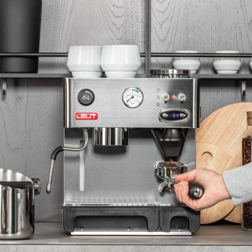 Lelit Anita Italian Coffee Machine with InBuilt Grinder, Single Boiler, PID Control, Manometer for Pressure, Multi-Directional Steam Wand and Upto 15 Bar Pressure