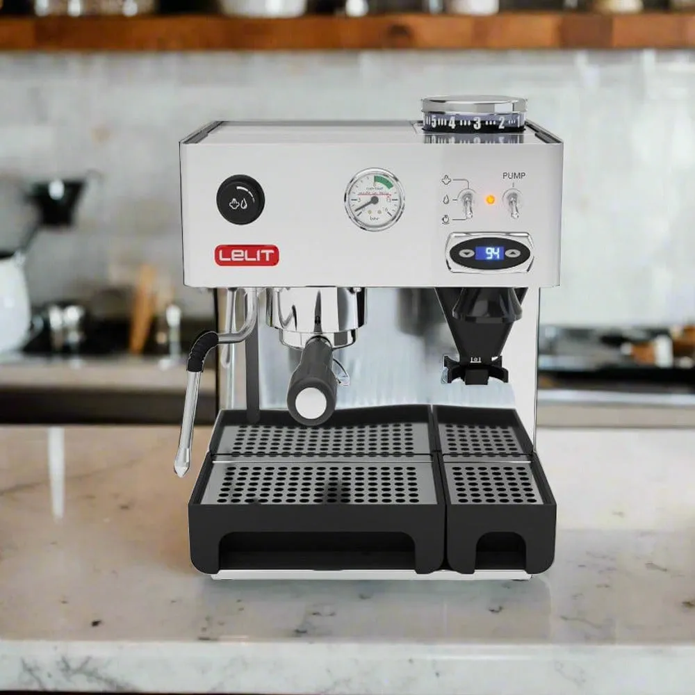 Lelit Anita Italian Coffee Machine with InBuilt Grinder, Single Boiler, PID Control, Manometer for Pressure, Multi-Directional Steam Wand and Upto 15 Bar Pressure