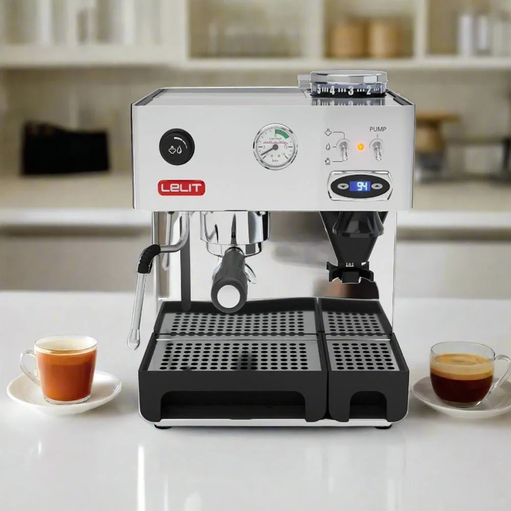 Lelit Anita Italian Coffee Machine with InBuilt Grinder, Single Boiler, PID Control, Manometer for Pressure, Multi-Directional Steam Wand and Upto 15 Bar Pressure