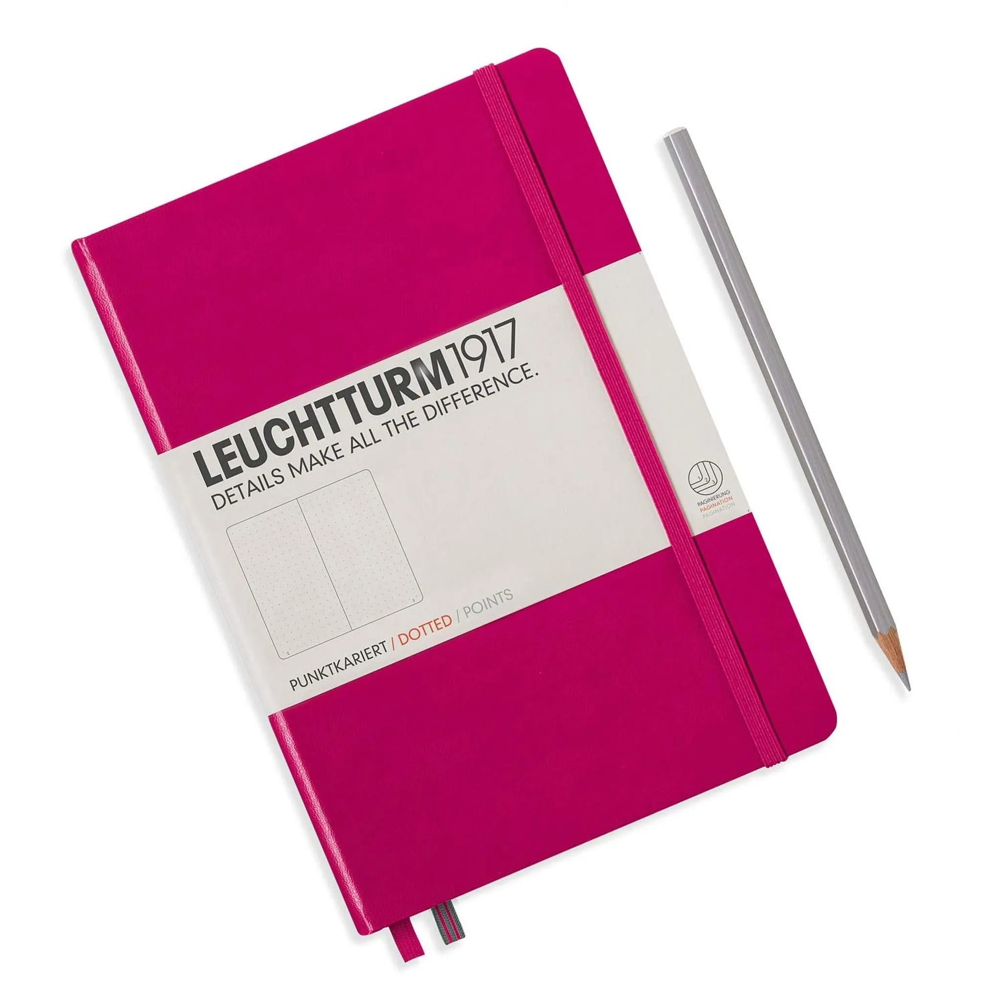 Leuchtturm1917 Medium A5 Dotted Hardcover Notebook (Berry) - 249 Numbered Pages