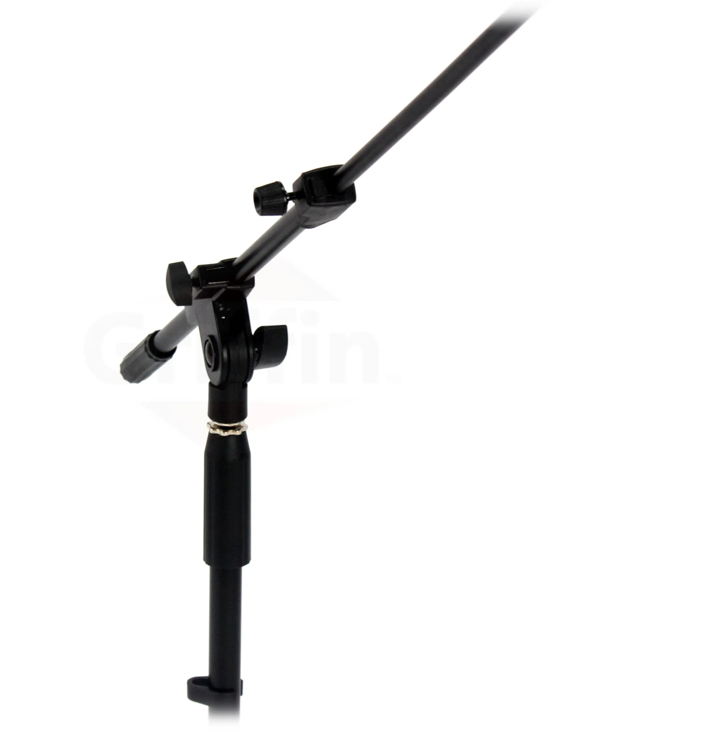 Low-Profile Microphone Stand (2 PACK) by GRIFFIN - Short Tripod Mic Stand Mount with Boom Arm for Kick Bass Drum, Studio Desktop Recording, Singing & Guitar Amplifiers - Small Height Telescoping Holder