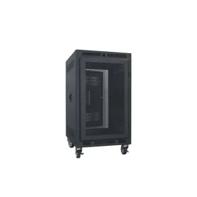 Lowell Mfg Equipment Rack-Portable-14U, 22in Deep, With Fully Vented Door