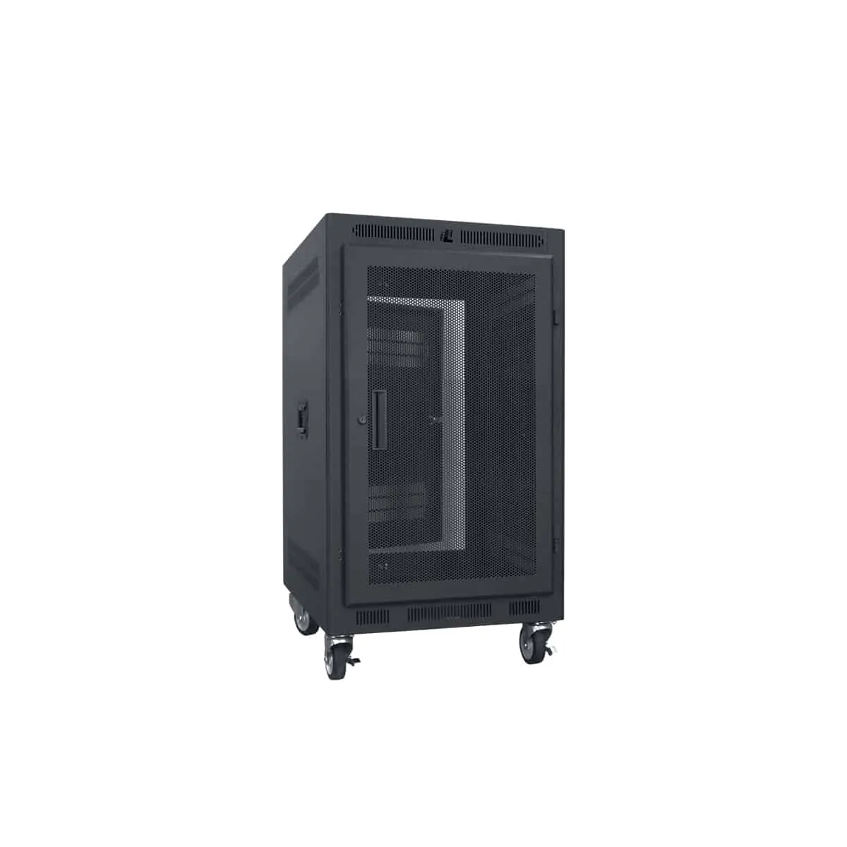 Lowell Mfg Equipment Rack-Portable-14U, 22in Deep, With Fully Vented Door