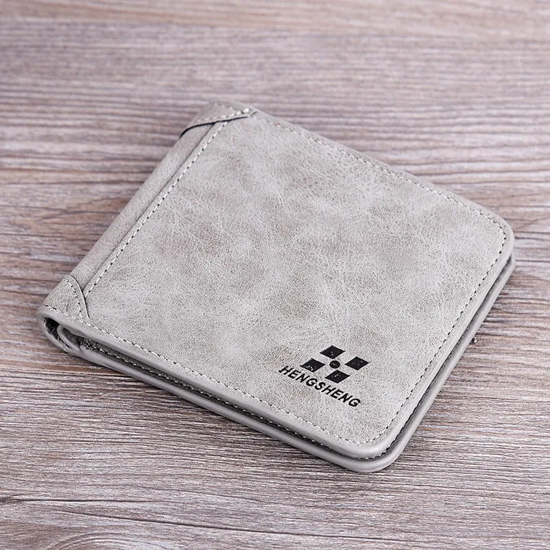 Men's Leather Flocked Wallet