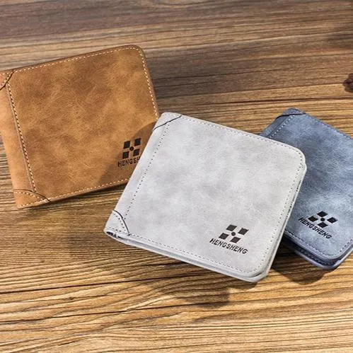 Men's Leather Flocked Wallet