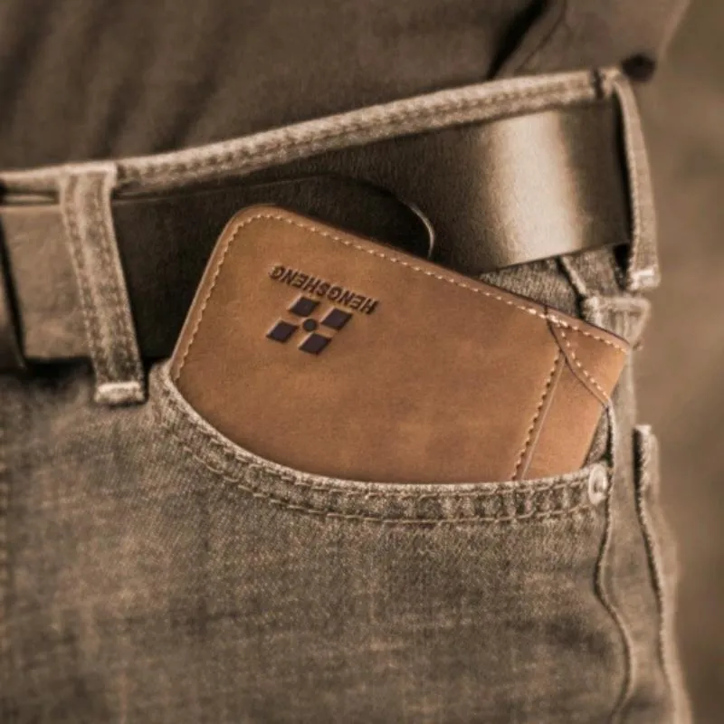 Men's Leather Flocked Wallet
