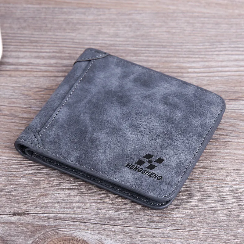 Men's Leather Flocked Wallet