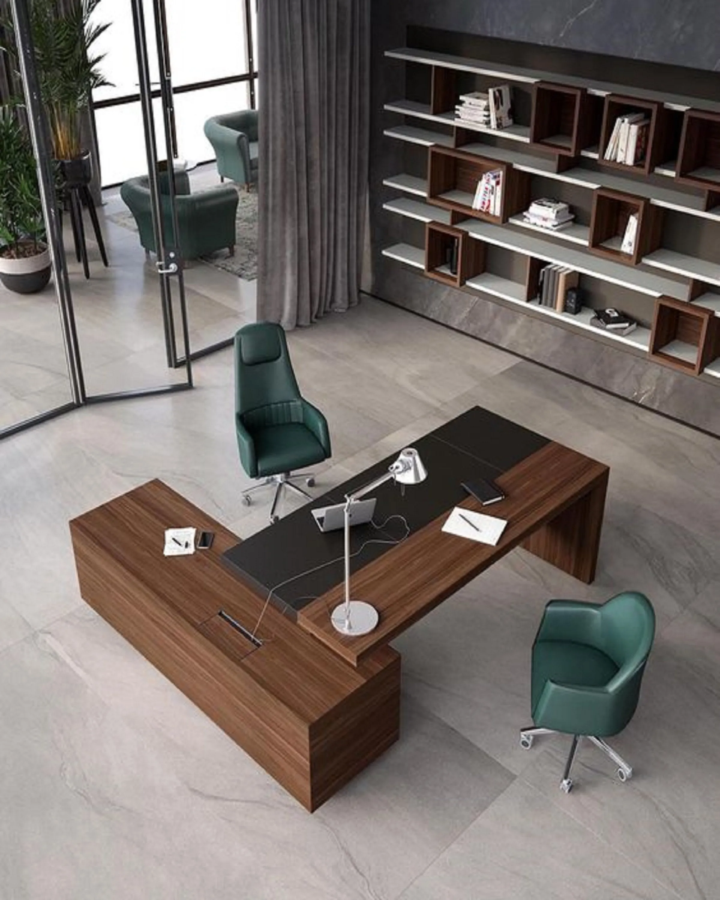 Morde Black Brown Director Table | Unique L shaped MD tables
