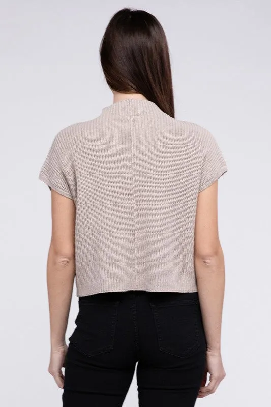 Naomi Mock Neck Short Sleeve Cropped Sweater